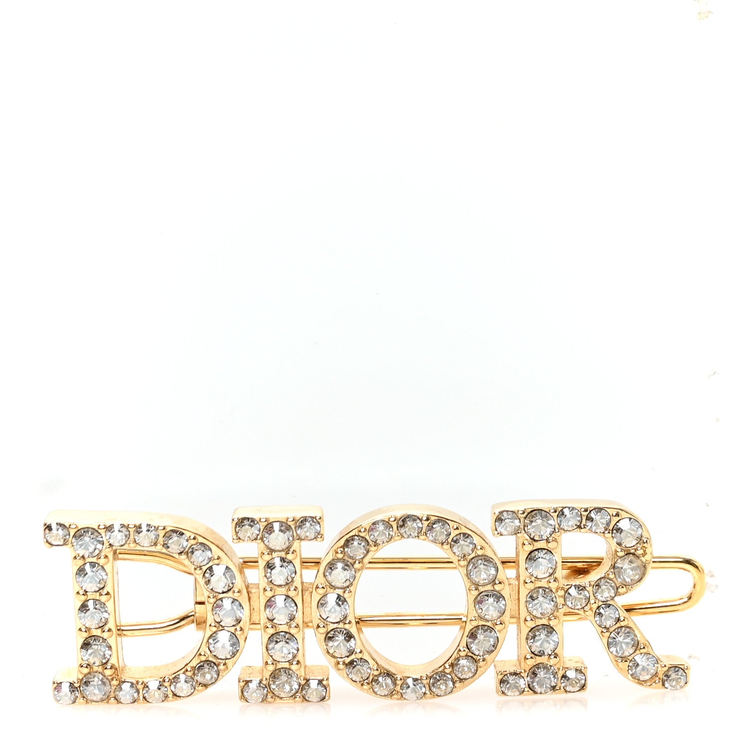 Christian Dior Crystal Dior Logo Brooch Gold 1 of 3
