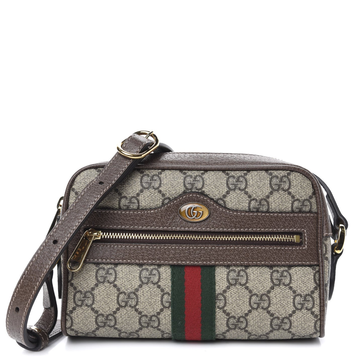 GG Supreme Monogram Web Mini Ophidia Shoulder Bag Brown