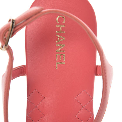Chanel Lambskin Chain CC Logo Thong Sandals 35 Pink 8 of 9