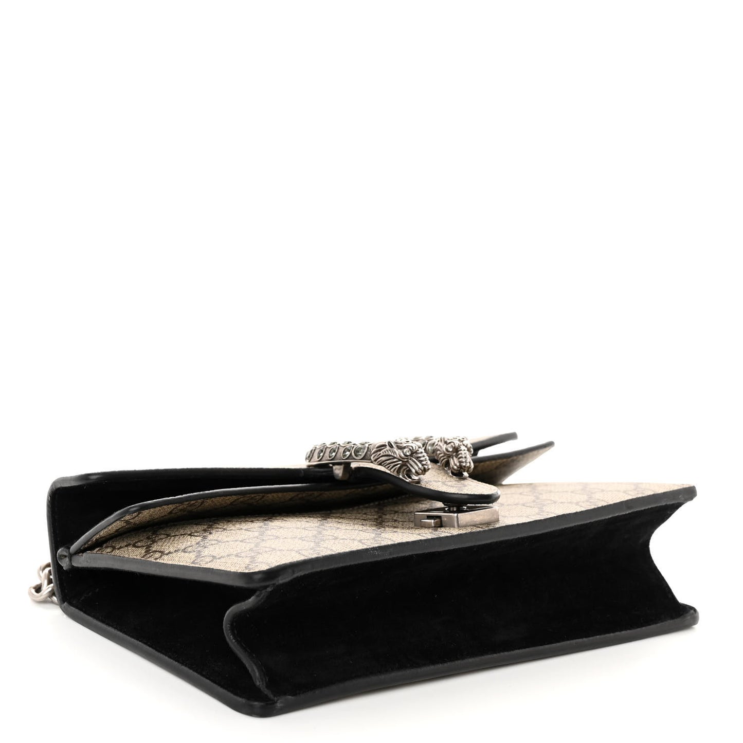 GG Supreme Monogram Suede Crystal Small Dionysus Shoulder Bag Beige Ebony Black