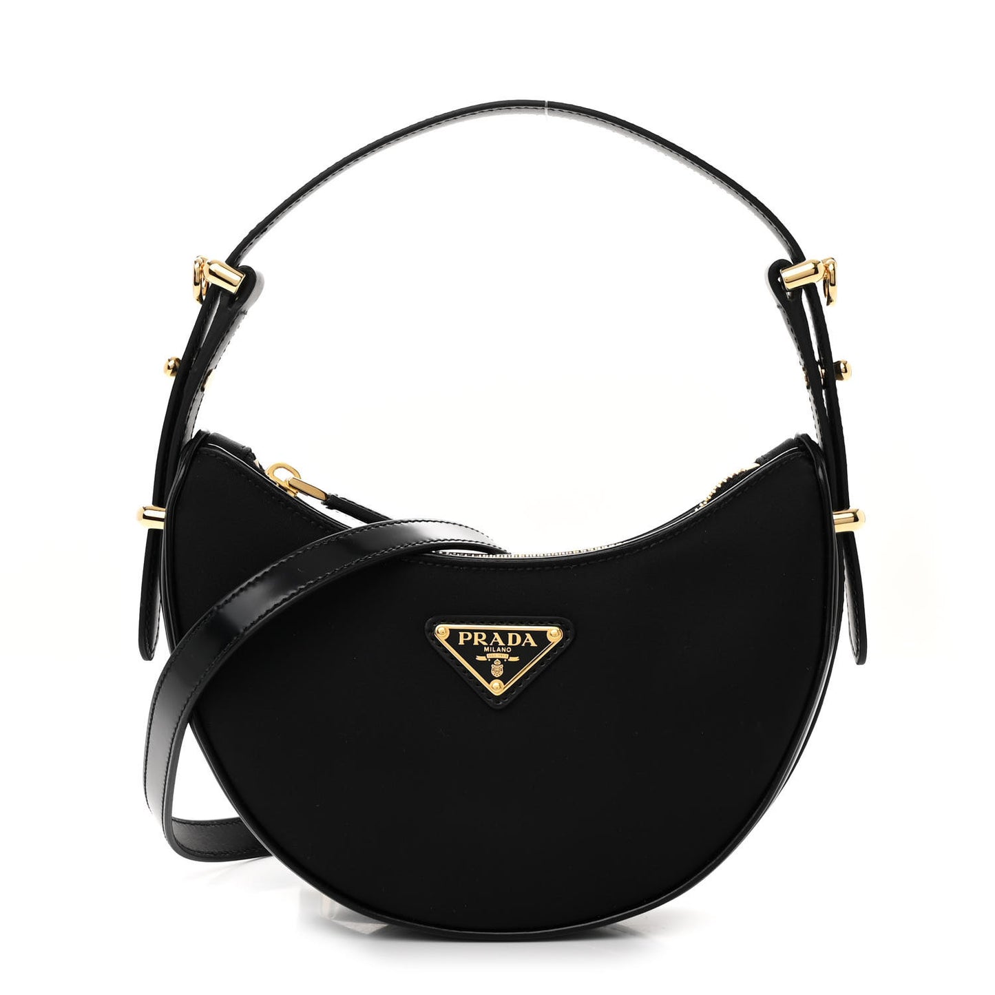 Re-Nylon Spazzolato Mini Arque Shoulder Bag Black