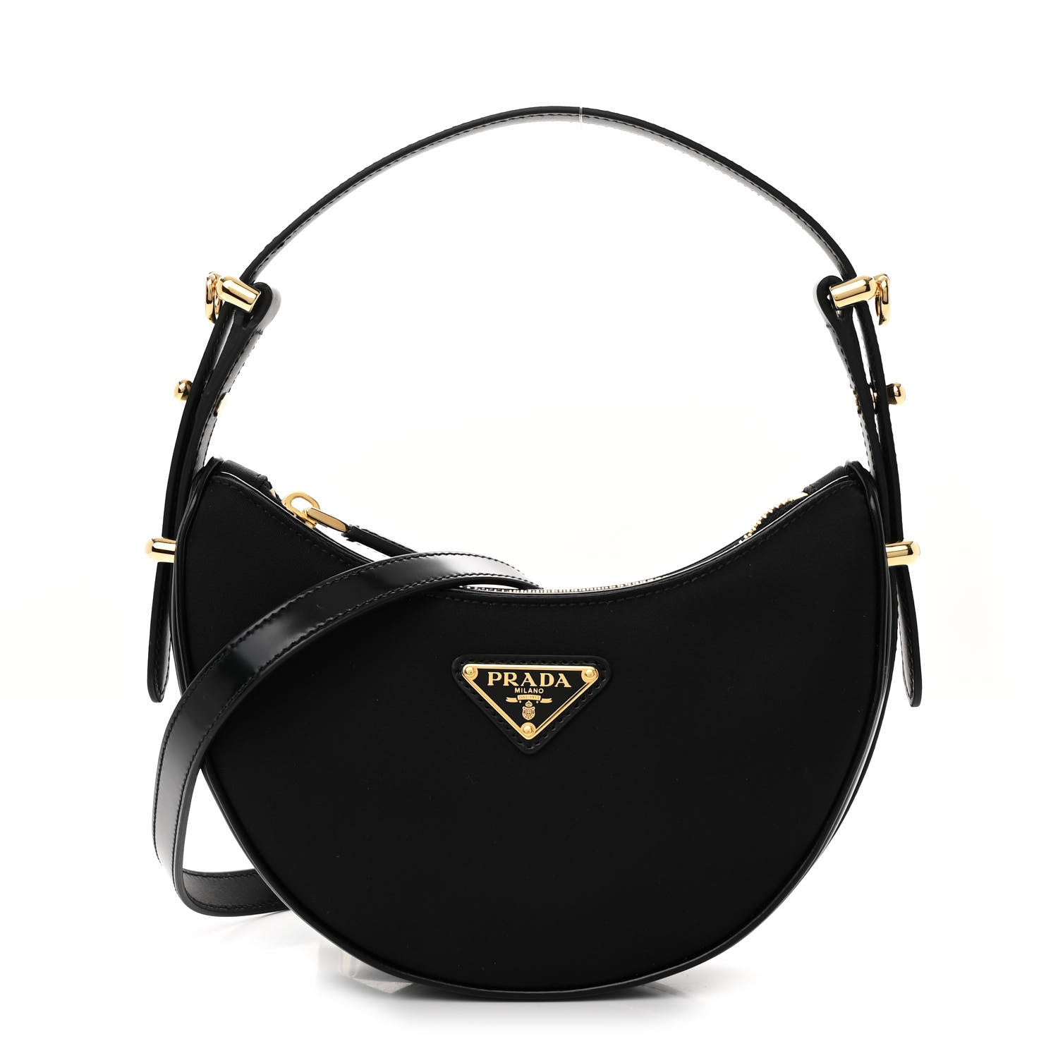 Prada Re-Nylon Spazzolato Mini Arque Shoulder Bag Black 1 of 11
