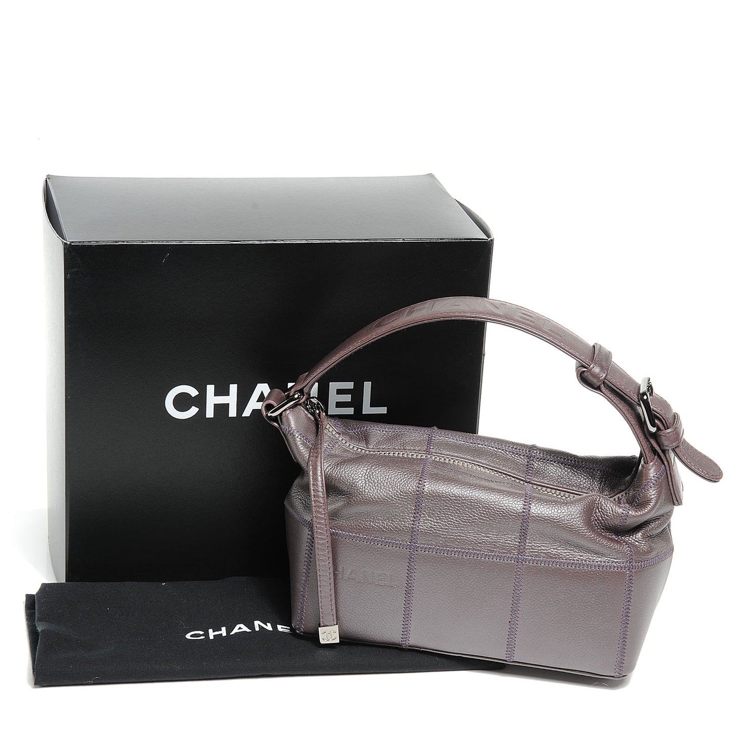 Caviar Square Stitched Bag Metallic Violet