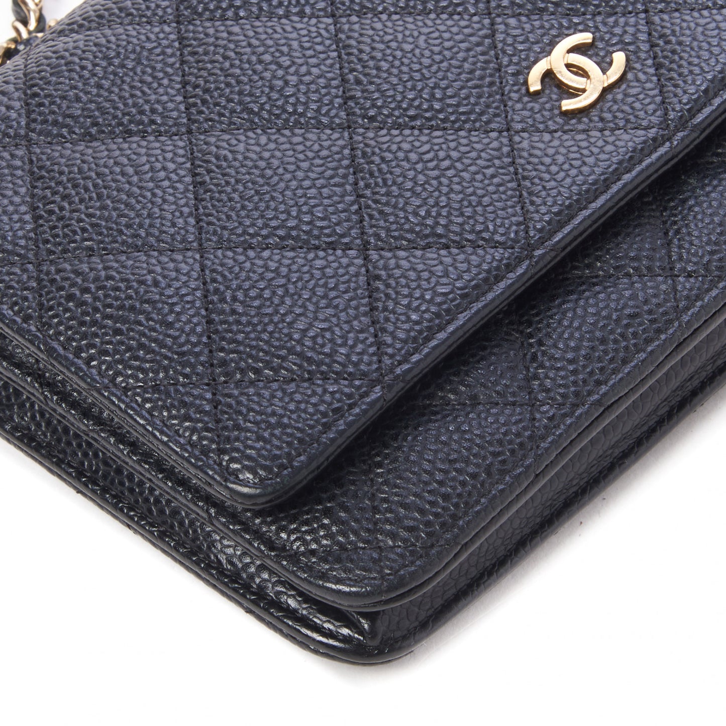 Caviar Quilted Wallet On Chain WOC Black