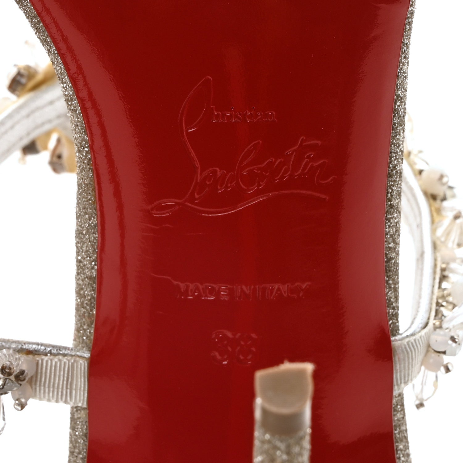 Christian Louboutin Glitter Mini Devibroda 100 Sandals 38 Silver 7 of 9