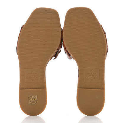 Valentino Garavani Calfskin Atelier 03 Rose Edition Slide Sandals 38 Cuoio 5 of 8