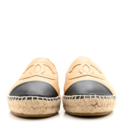 Chanel Lambskin CC Espadrilles 37 Beige Black 2 of 13