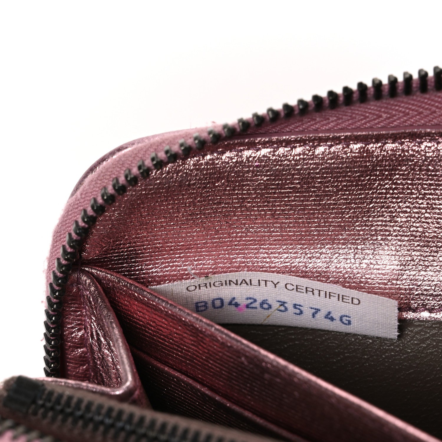 Bottega Veneta Metallic Nappa Intrecciato Zip Around Wallet Pink 8 of 8