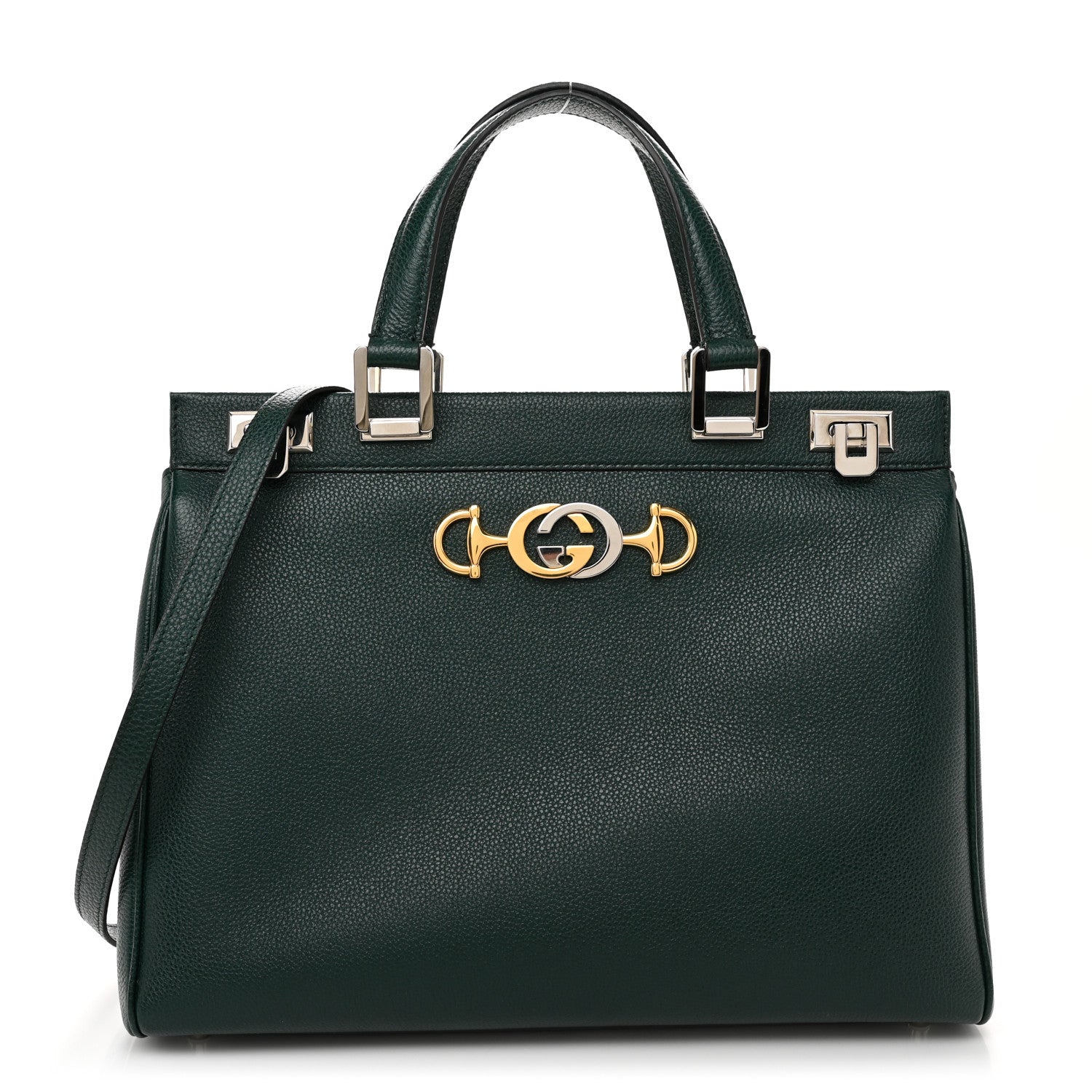 Gucci Grainy Calfskin Small Zumi Top Handle Bag Vintage Green 1 of 11