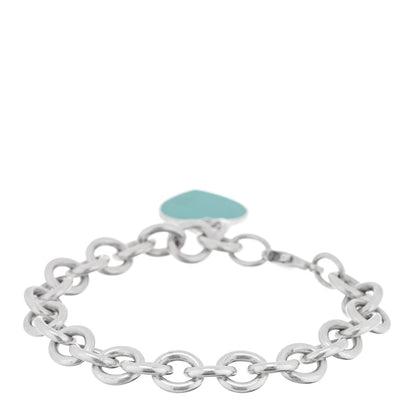 Tiffany Sterling Silver Enamel Return to Tiffany Heart Tag Charm Bracelet Blue 2 of 3