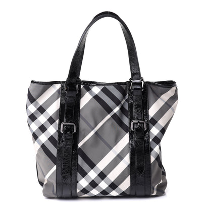 Burberry Patent Trim Smoked Check Tote Black 1 of 12