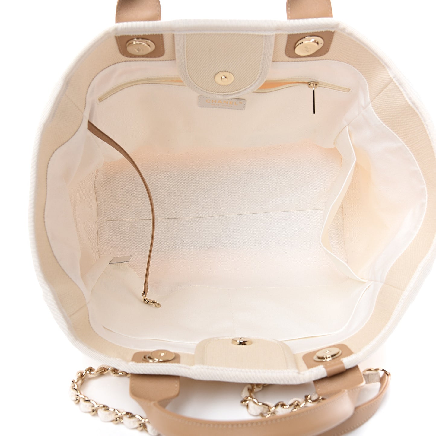 Canvas Pearl Medium Deauville Tote Ecru Beige