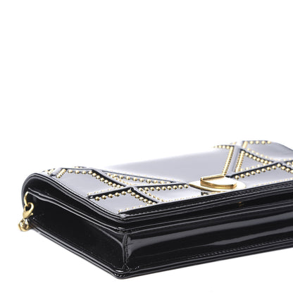Christian Dior Patent Studded Diorama Wallet on Chain Pouch Black 7 of 10