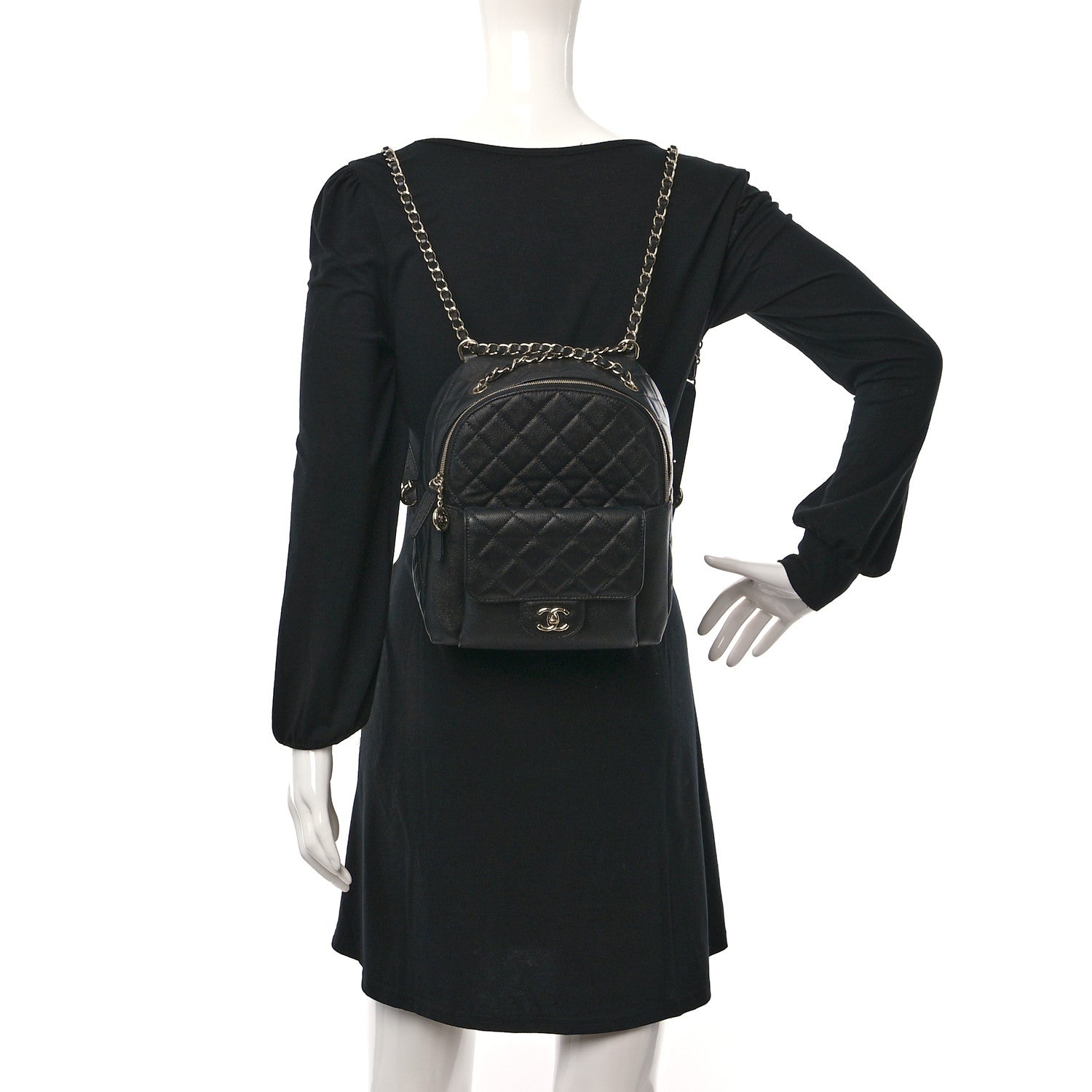 Chanel Caviar Quilted Medium Zip Around Backpack Black 2 of 11