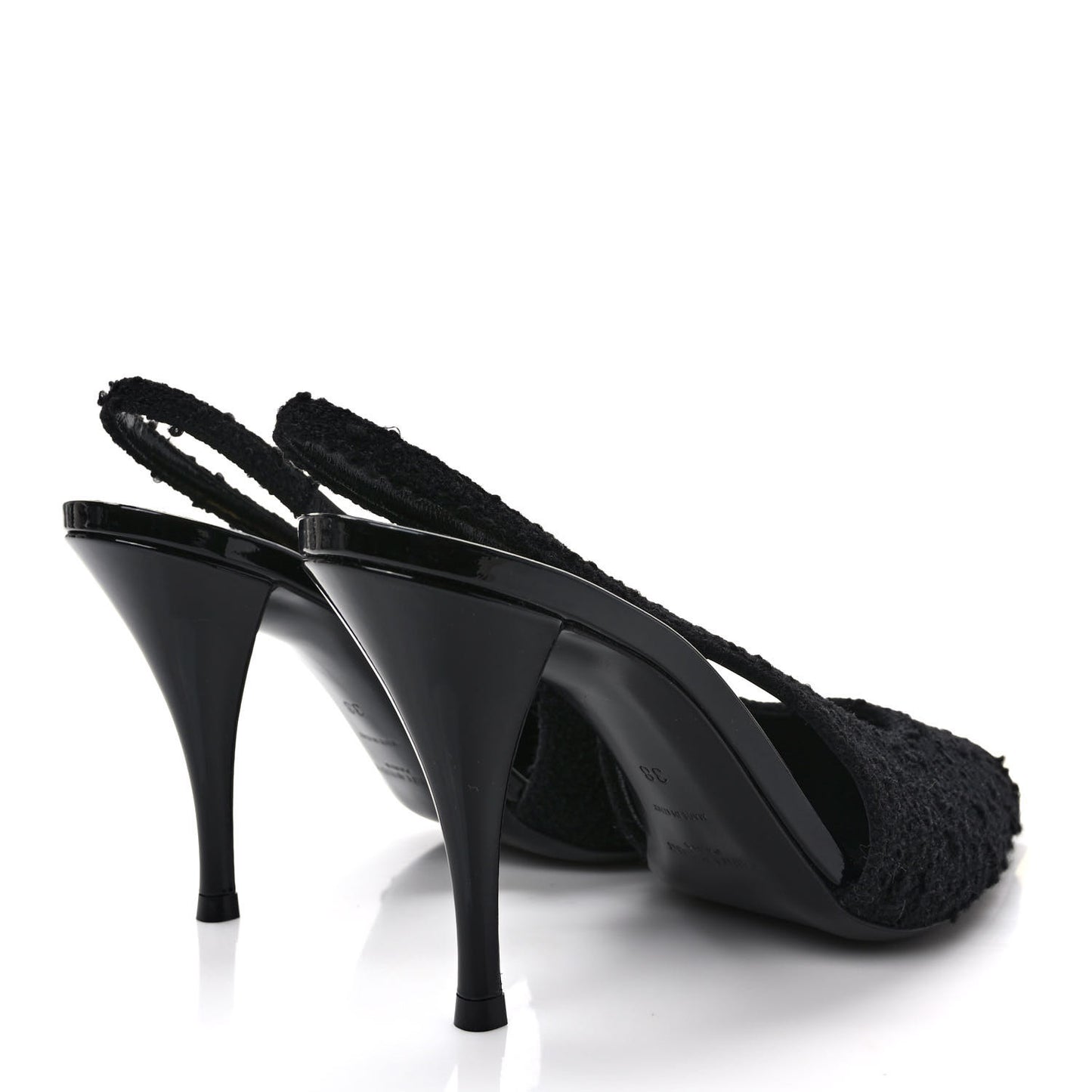 Tweed Slingback Kendall 90 Pumps 38 Black