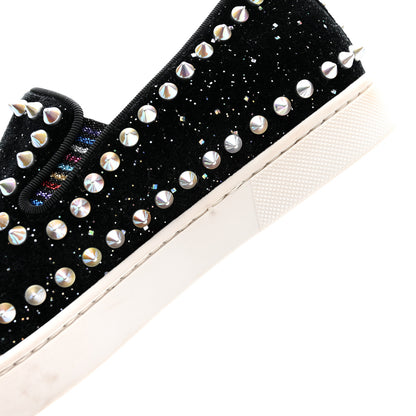Christian Louboutin Glitter Tennis Spikes Womens Pik Boat Sneakers 35.5 Black Multicolor 8 of 11