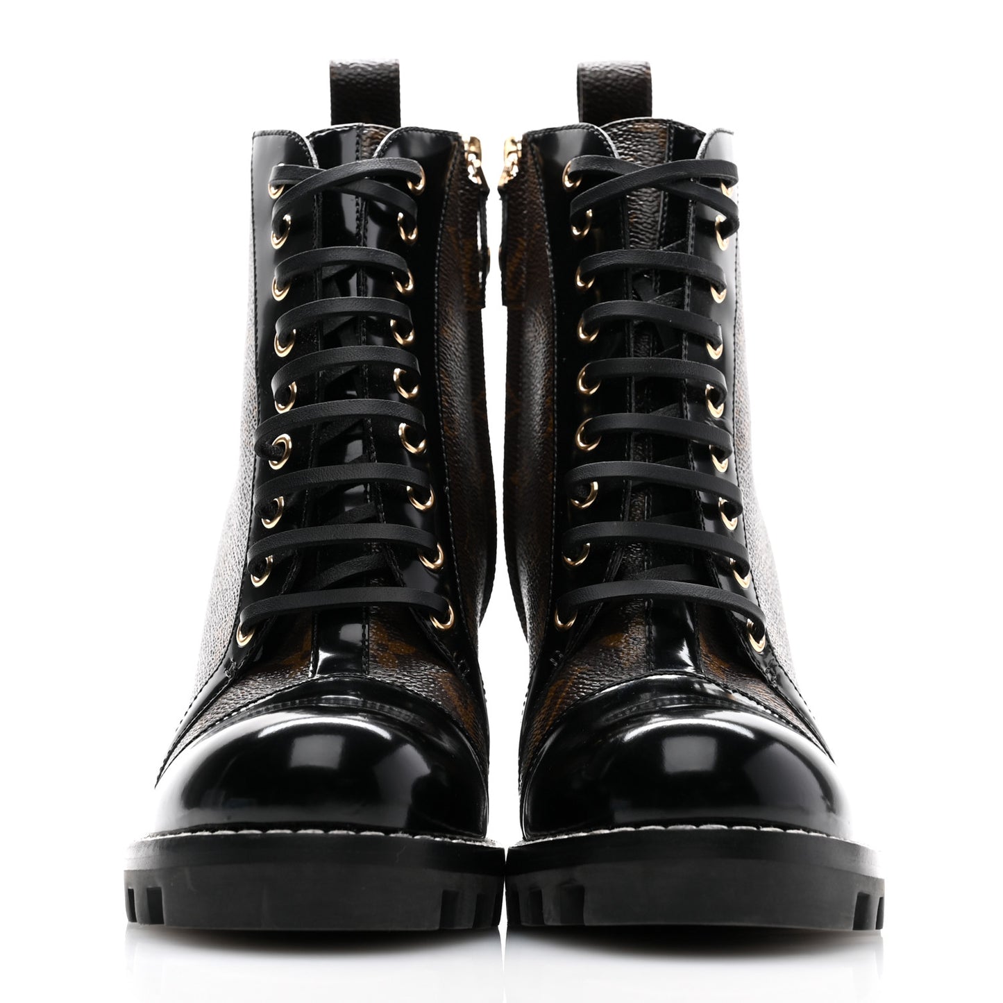 Patent Calfskin Monogram Star Trail Ankle Boots 38 Black