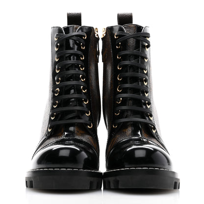 Louis Vuitton Patent Calfskin Monogram Star Trail Ankle Boots 38 Black 2 of 10