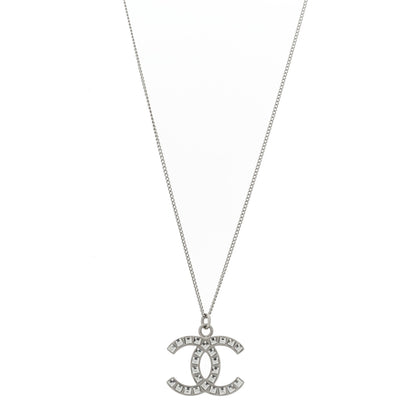 Chanel Crystal Timeless CC Necklace Silver 1 of 5