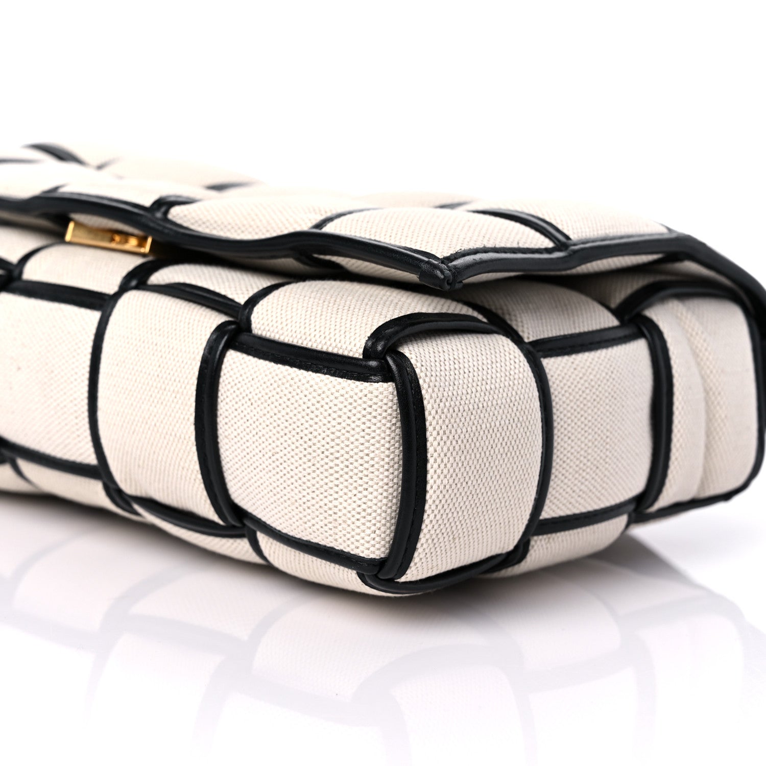 Bottega Veneta Canvas Intrecciato Padded Cassette Crossbody Bag Natural Black 7 of 7