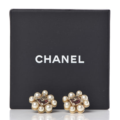 Chanel Pearl Crystal CC Earrings Gold 6 of 6