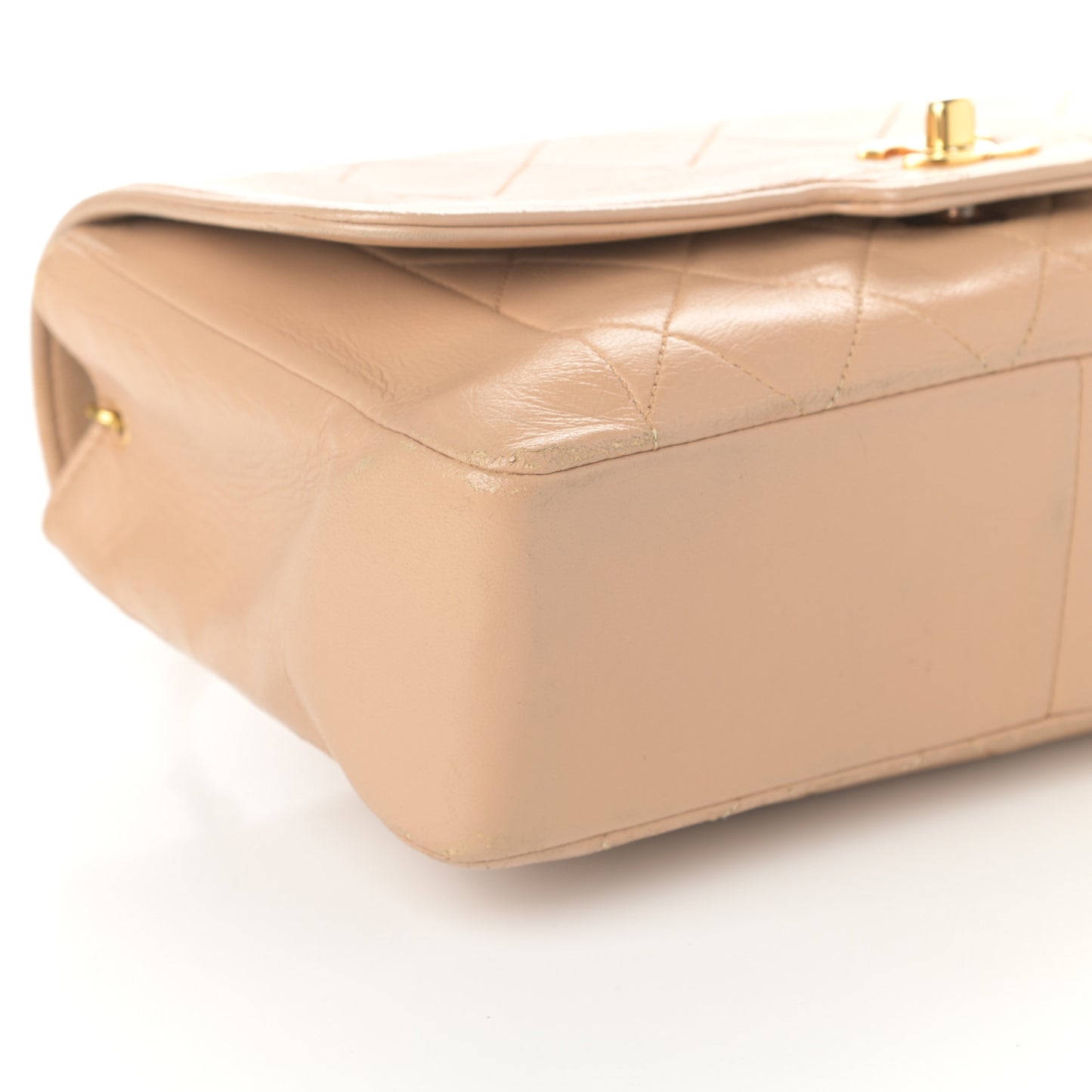Lambskin Quilted Medium Single Flap Beige