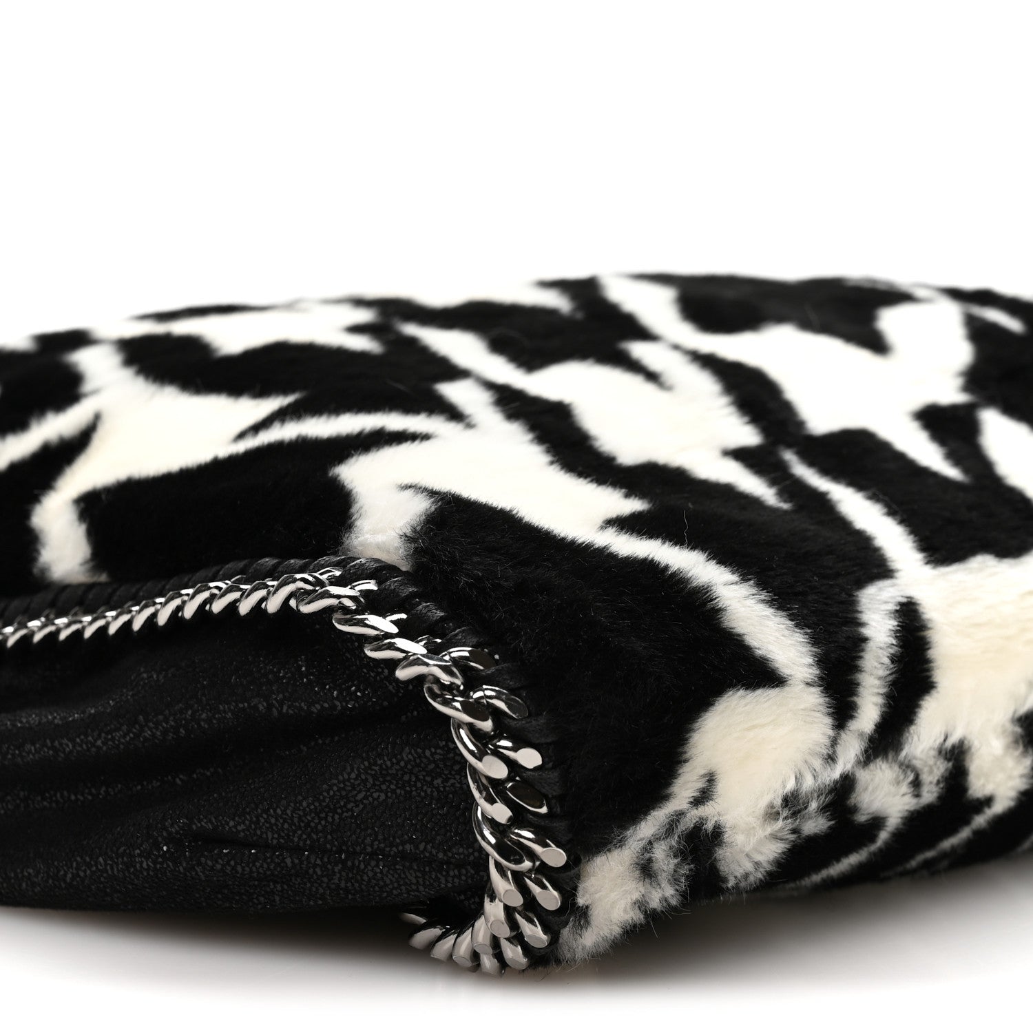 Stella McCartney Eco Fur Houndstooth Big Falabella  Tote Black White 10 of 11