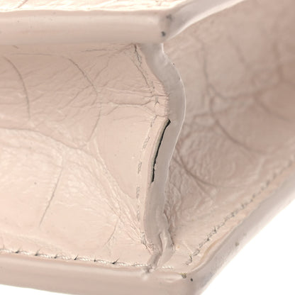 Saint Laurent Calfskin Crocodile Embossed Kate Monogram Tassel Chain Wallet Marble Pink 11 of 15