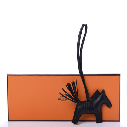 Hermes Milo Lambskin Matte Alligator Touch Grigri Rodeo Horse Bag Charm PM So Black 4 of 4