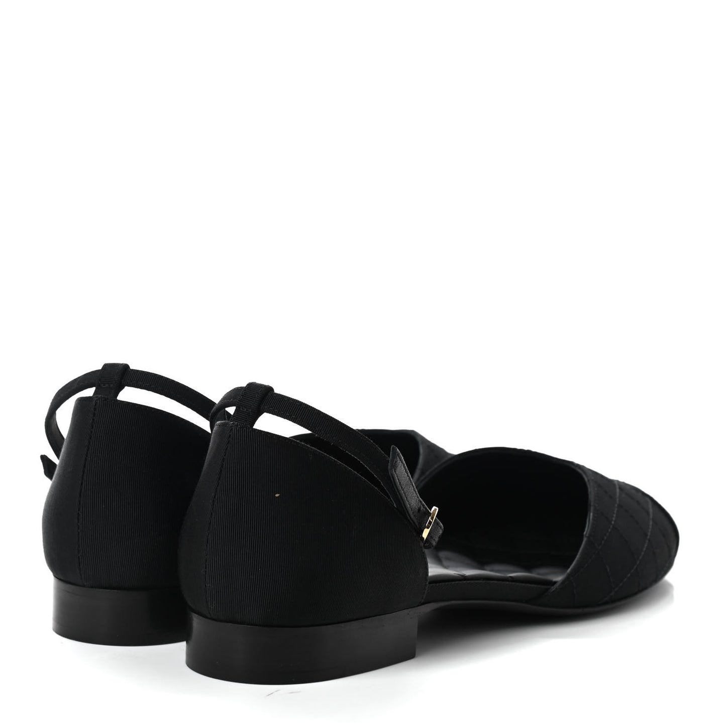 Grosgrain Cap Toe CC Ankle Strap Sandals 40 Black