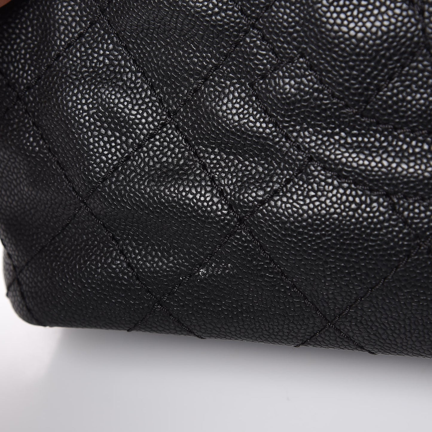 Grained Calfskin Quilted Small Daily Shopping Tote Black