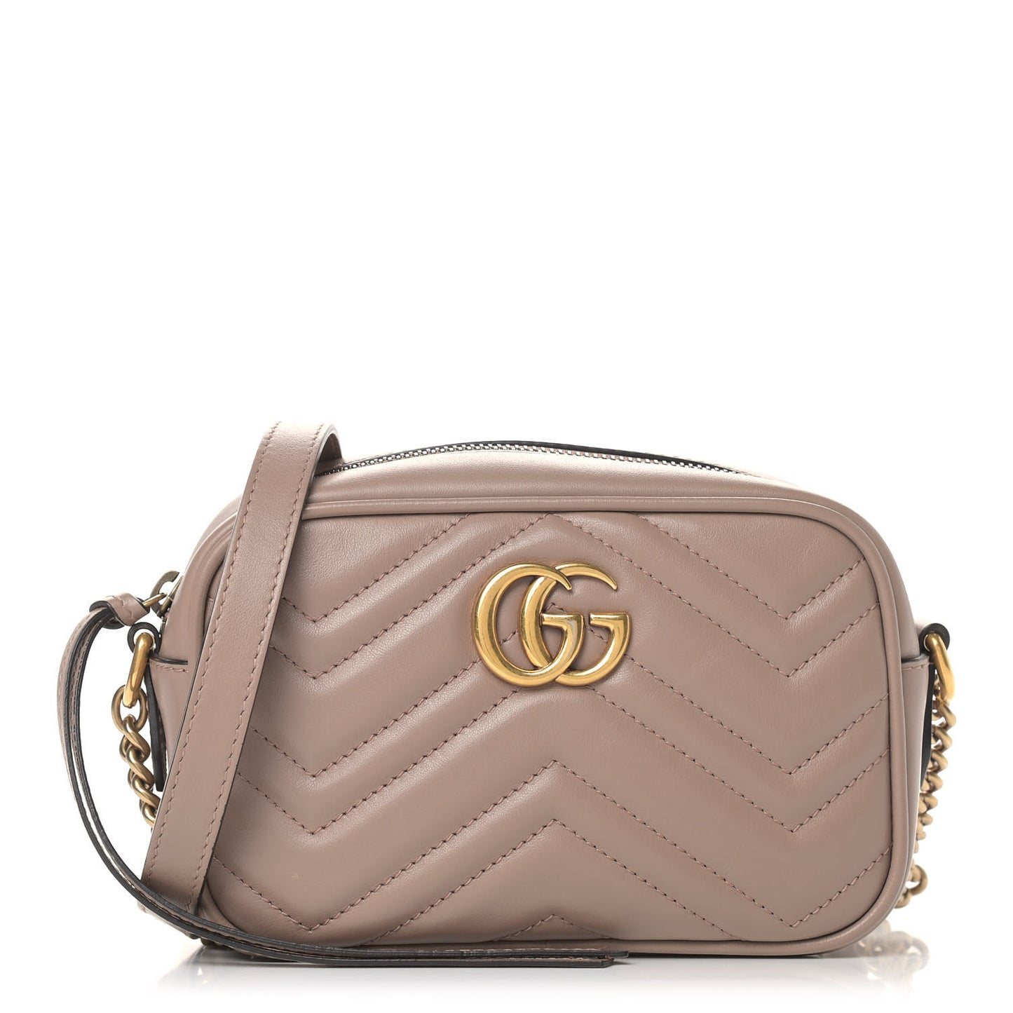 Calfskin Matelasse Mini GG Marmont Chain Shoulder Bag Porcelain Rose