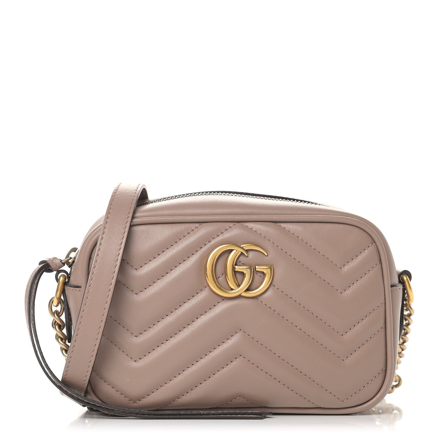 Gucci Calfskin Matelasse Mini GG Marmont Chain Shoulder Bag Porcelain Rose 1 of 10