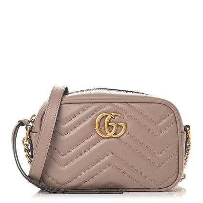 Gucci Calfskin Matelasse Mini GG Marmont Chain Shoulder Bag Porcelain Rose 1 of 10