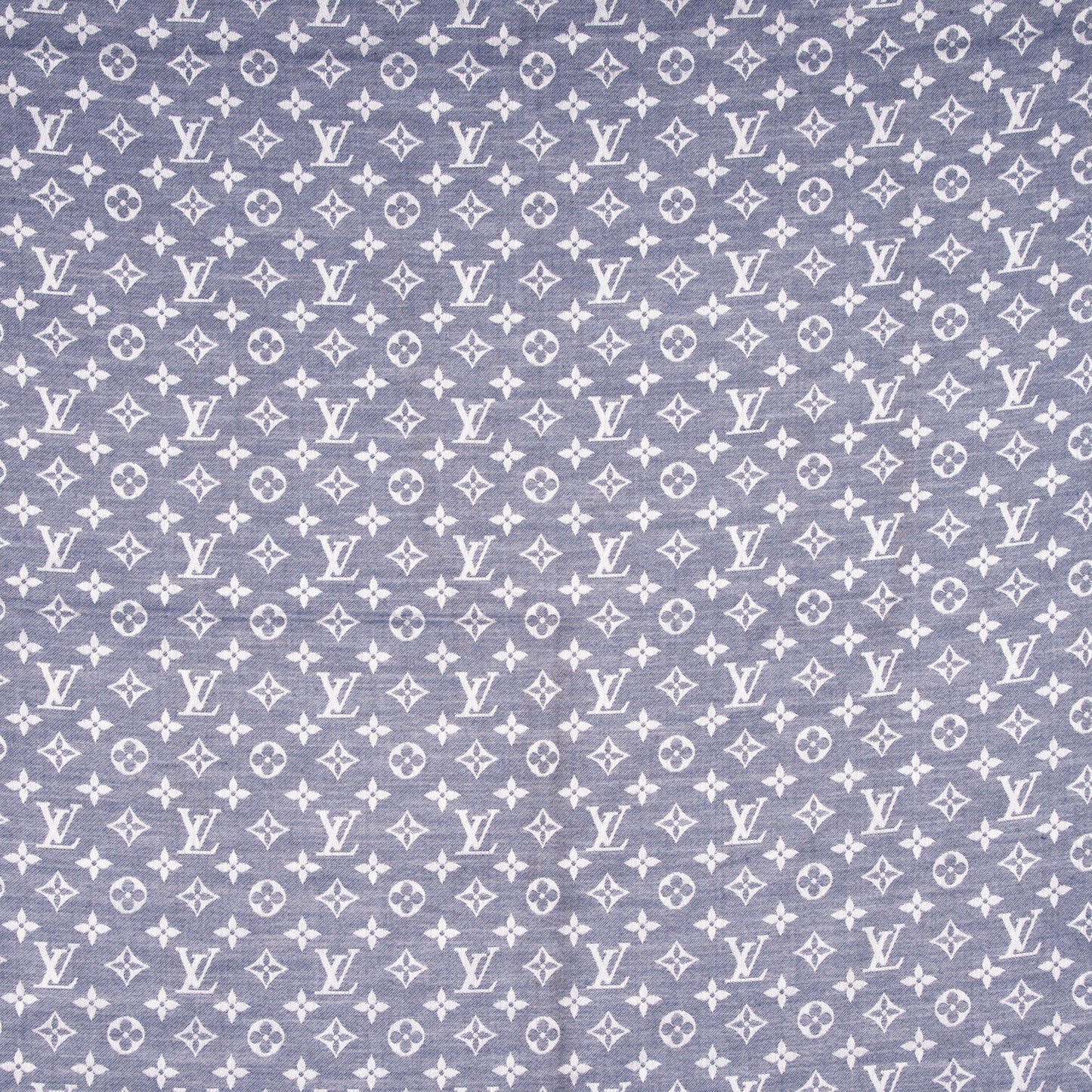 Wool Silk Monogram Denim Shawl Blue