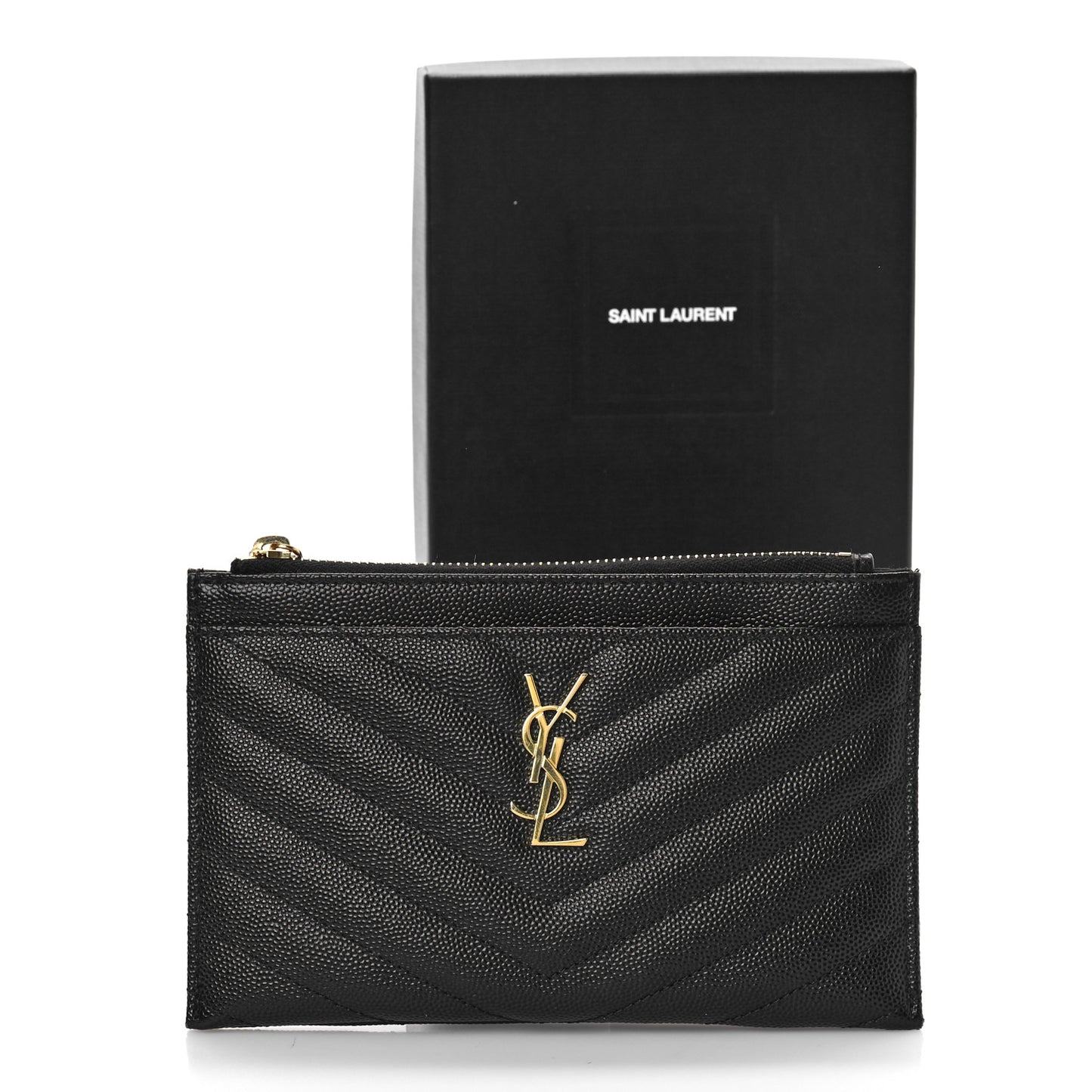 Grain De Poudre Chevron Monogram Bill Pouch Black