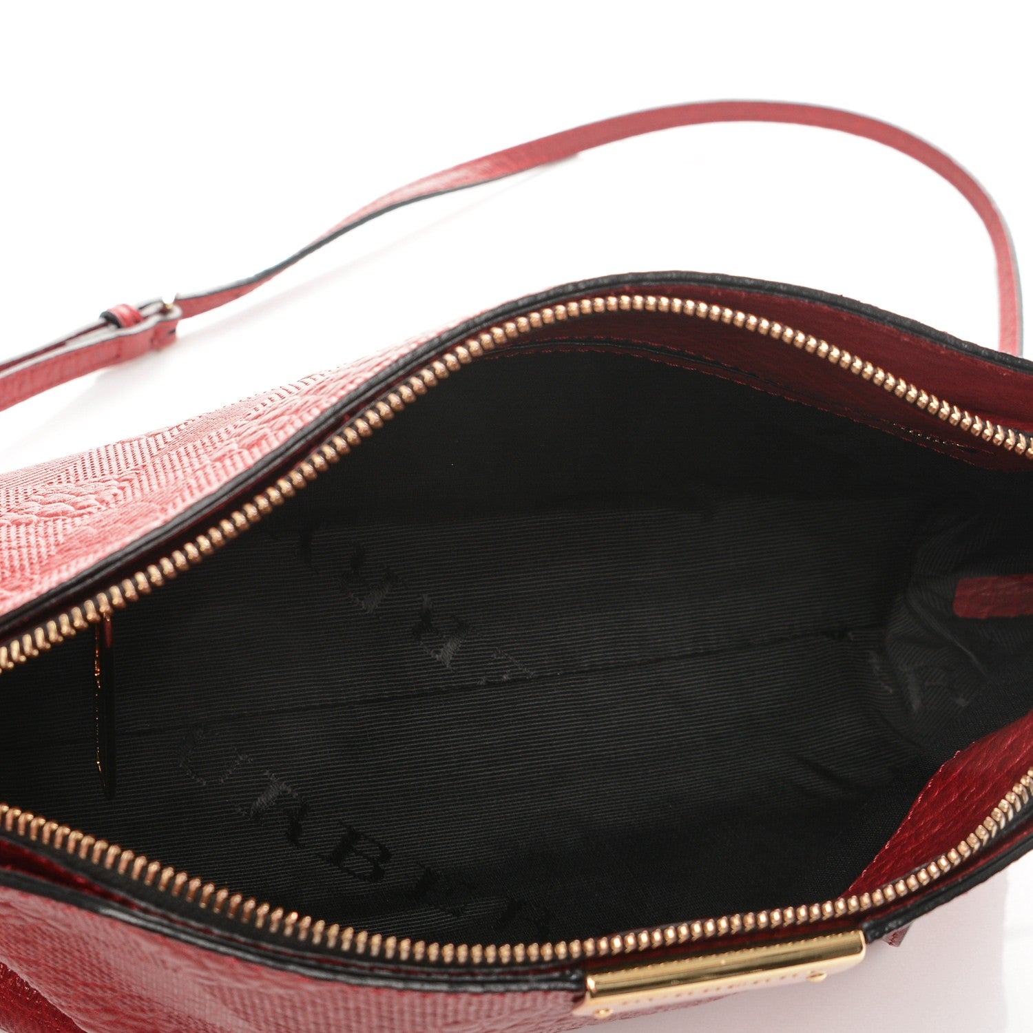 Burberry Signature Grain Calfskin Check Embossed Small Chichester Crossbody Clutch Bag Red 5 of 6