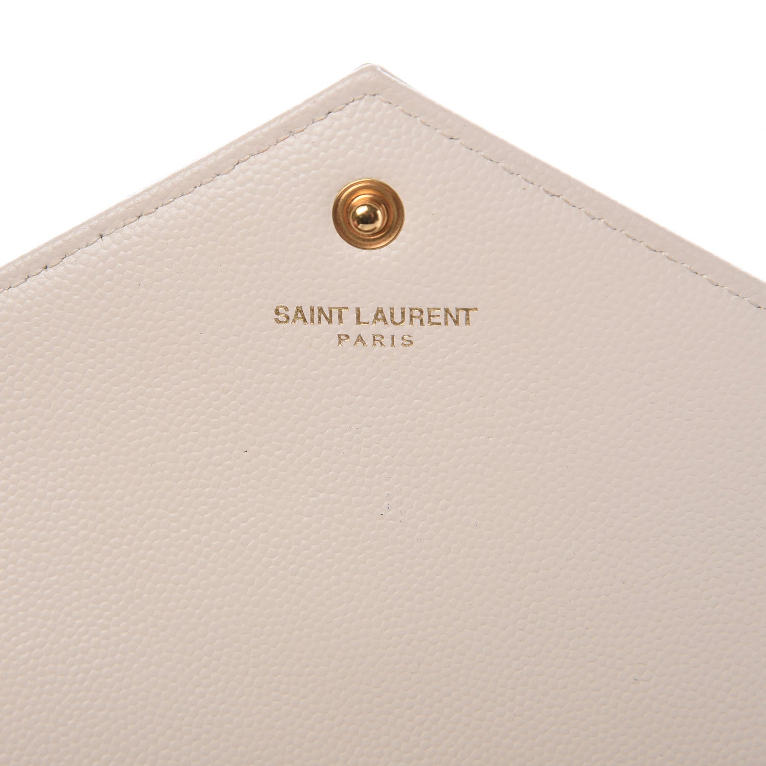 Saint Laurent Grain De Poudre Matelasse Chevron Monogram Chain Wallet White 6 of 7