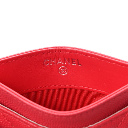 Chanel Caviar Chevron Quilted Card Holder Light Red 6 of 8