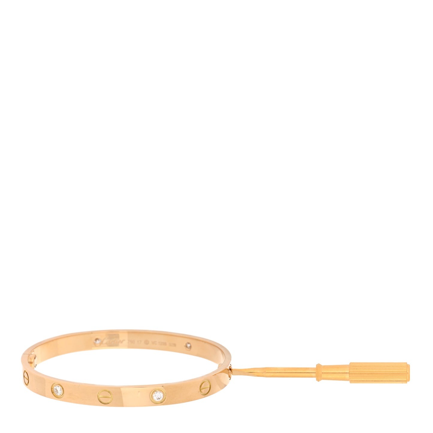 18K Yellow Gold 4 Diamond LOVE Bracelet 17