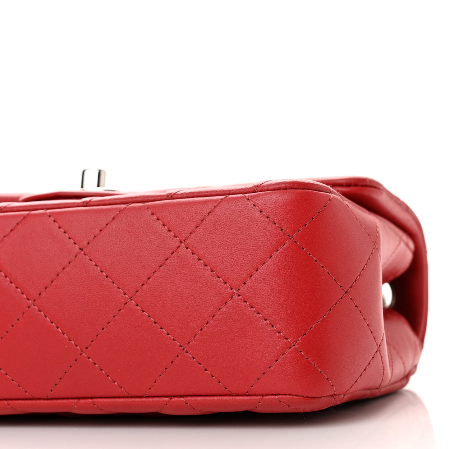 Lambskin Quilted Mini Rectangular Flap Red