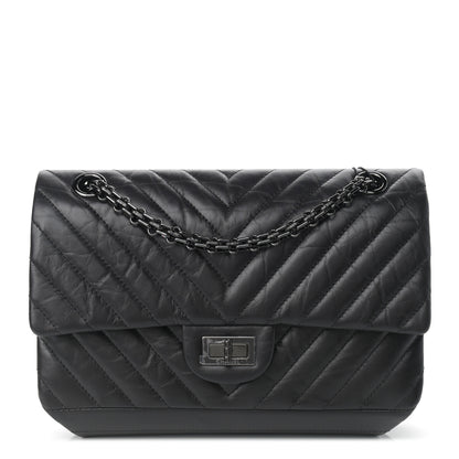 Chanel Aged Calfskin Chevron Quilted 2.55 Reissue 225 Flap So Black 1 of 10