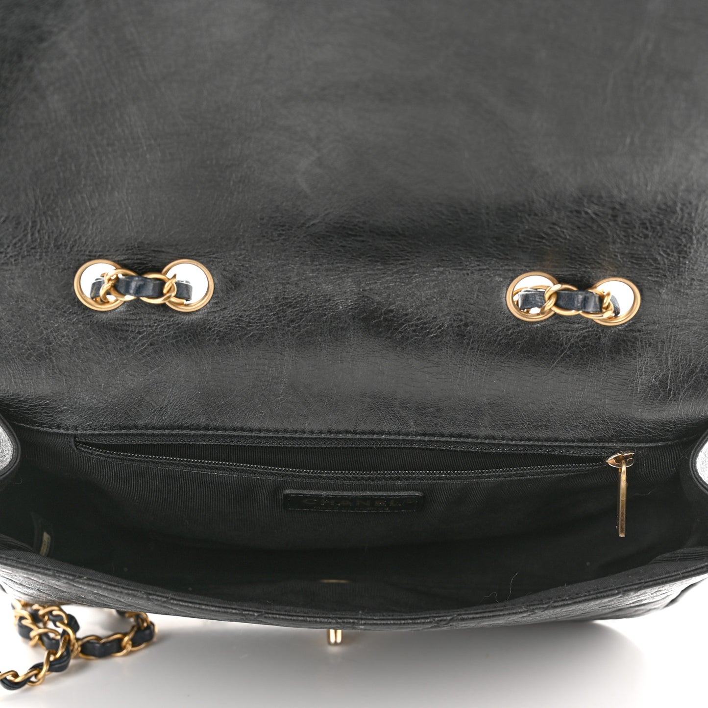 Lambskin Braided Flap Navy Black