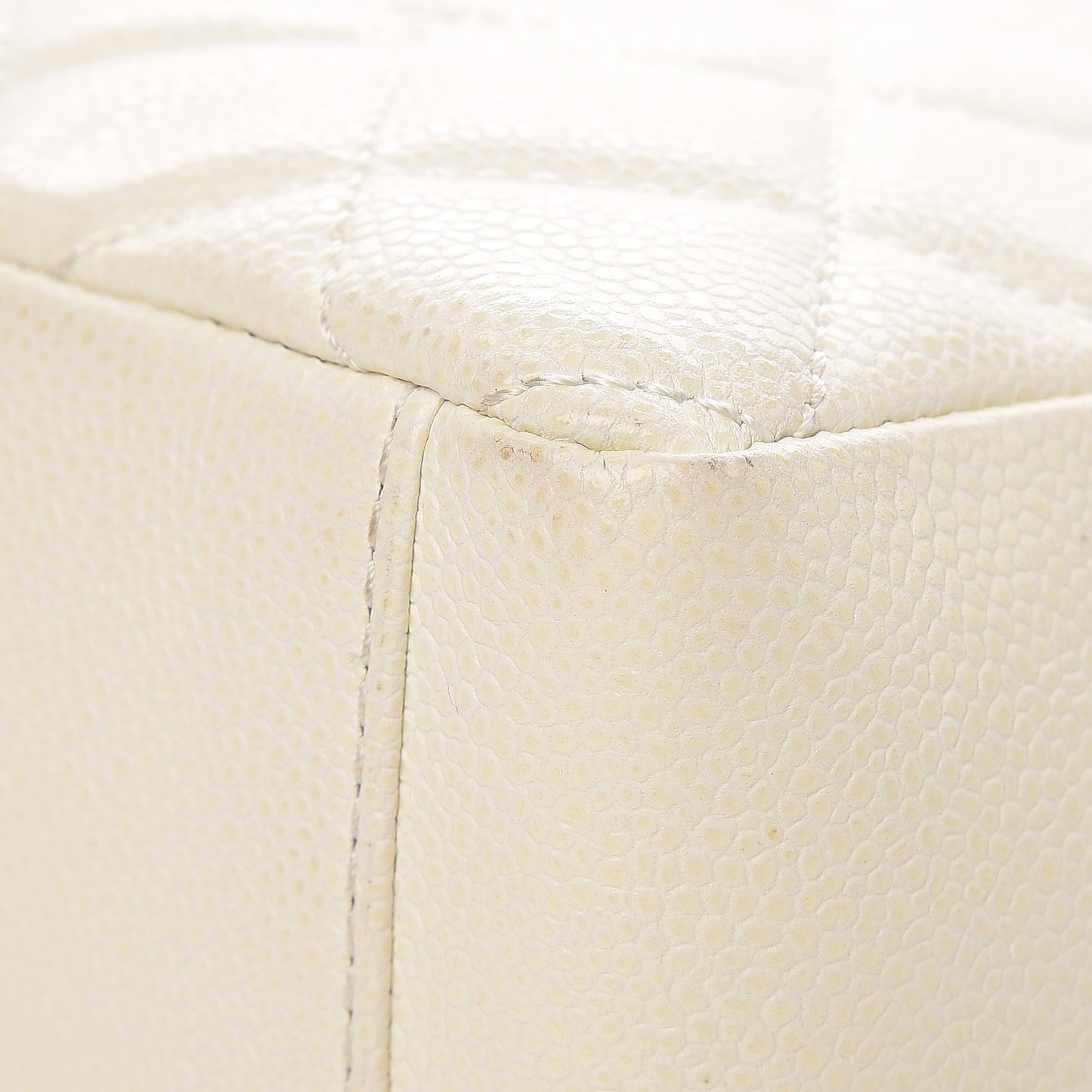 Caviar Quilted Petit Shopping Tote PST White