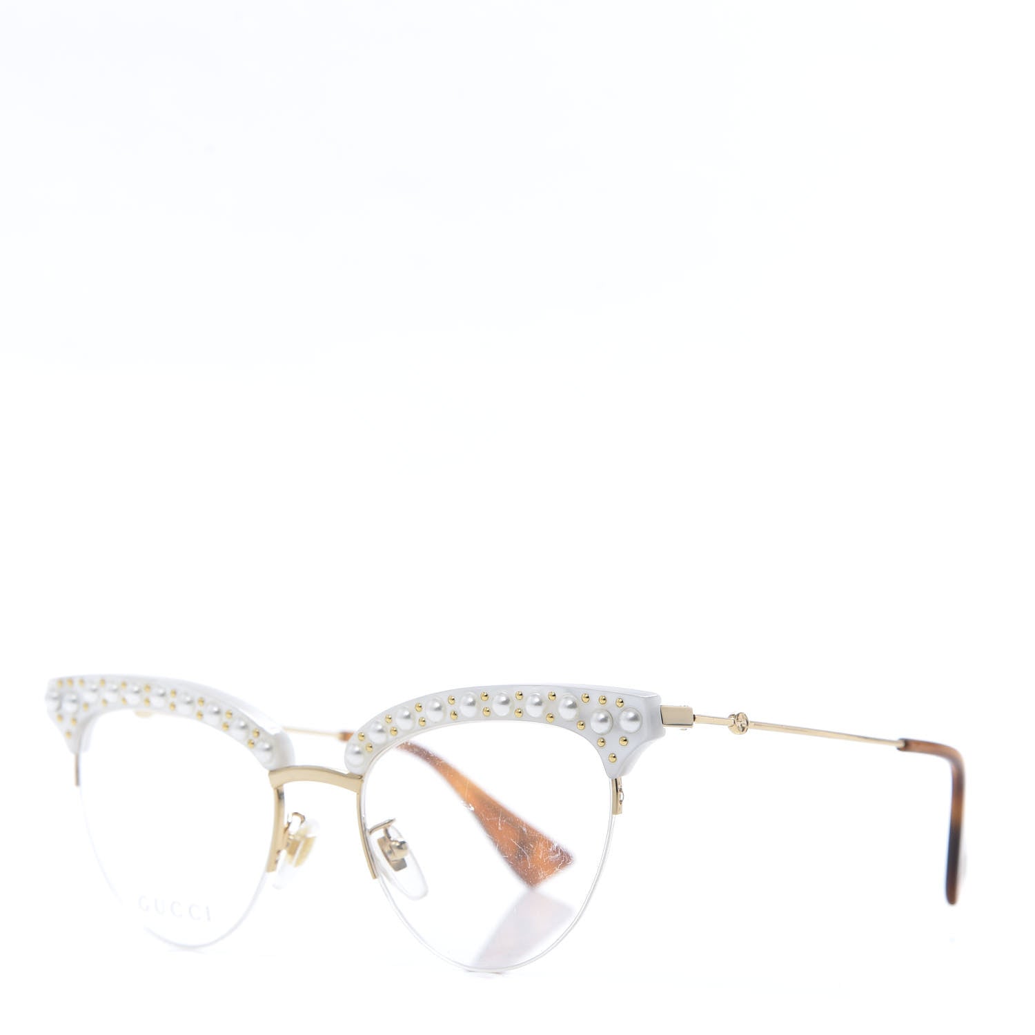 Gucci Pearl Cat Eye Glasses GG0212S White 1 of 7