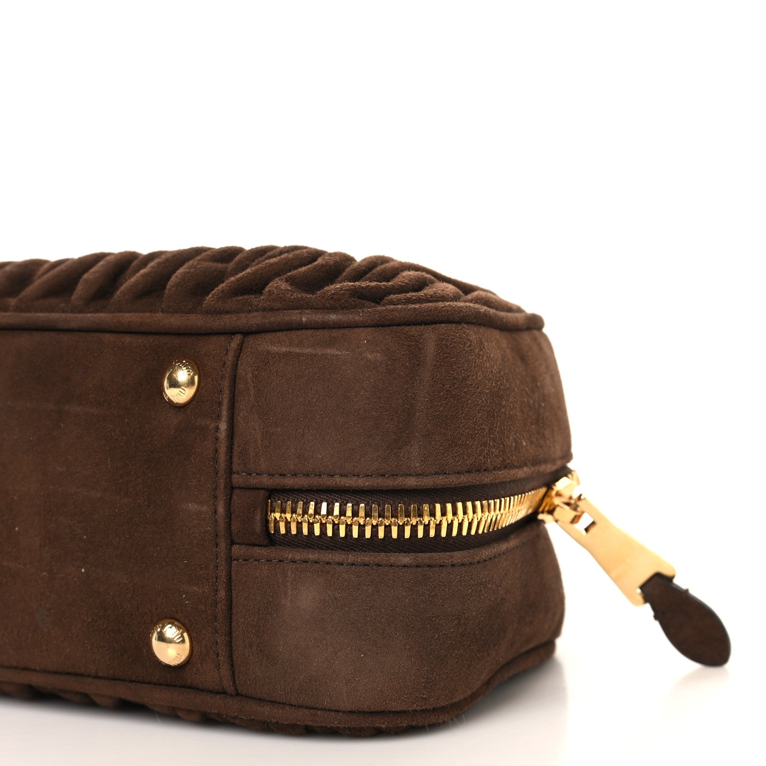 Miu Miu Suede Matelasse Large Arcadie Top Handle Bag Cocoa Brown
