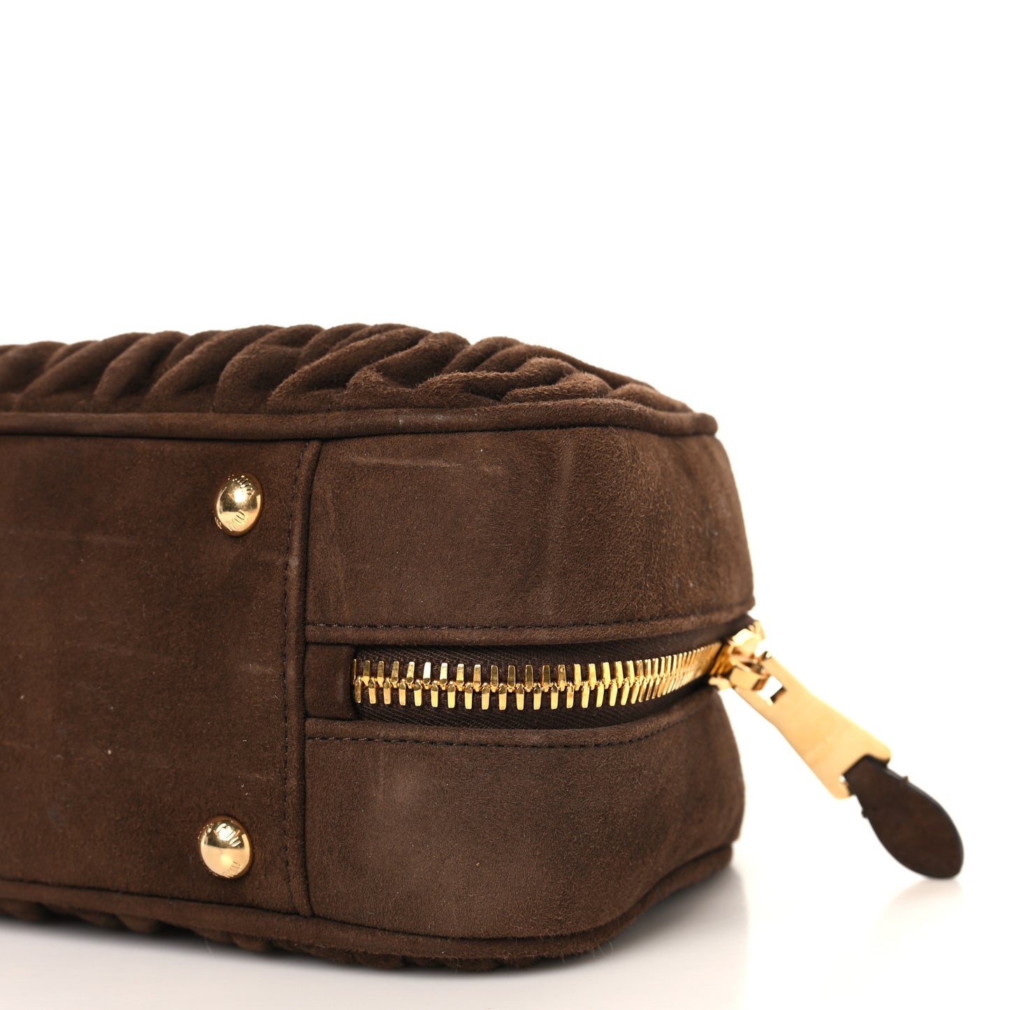 Suede Matelasse Large Arcadie Top Handle Bag Cocoa Brown