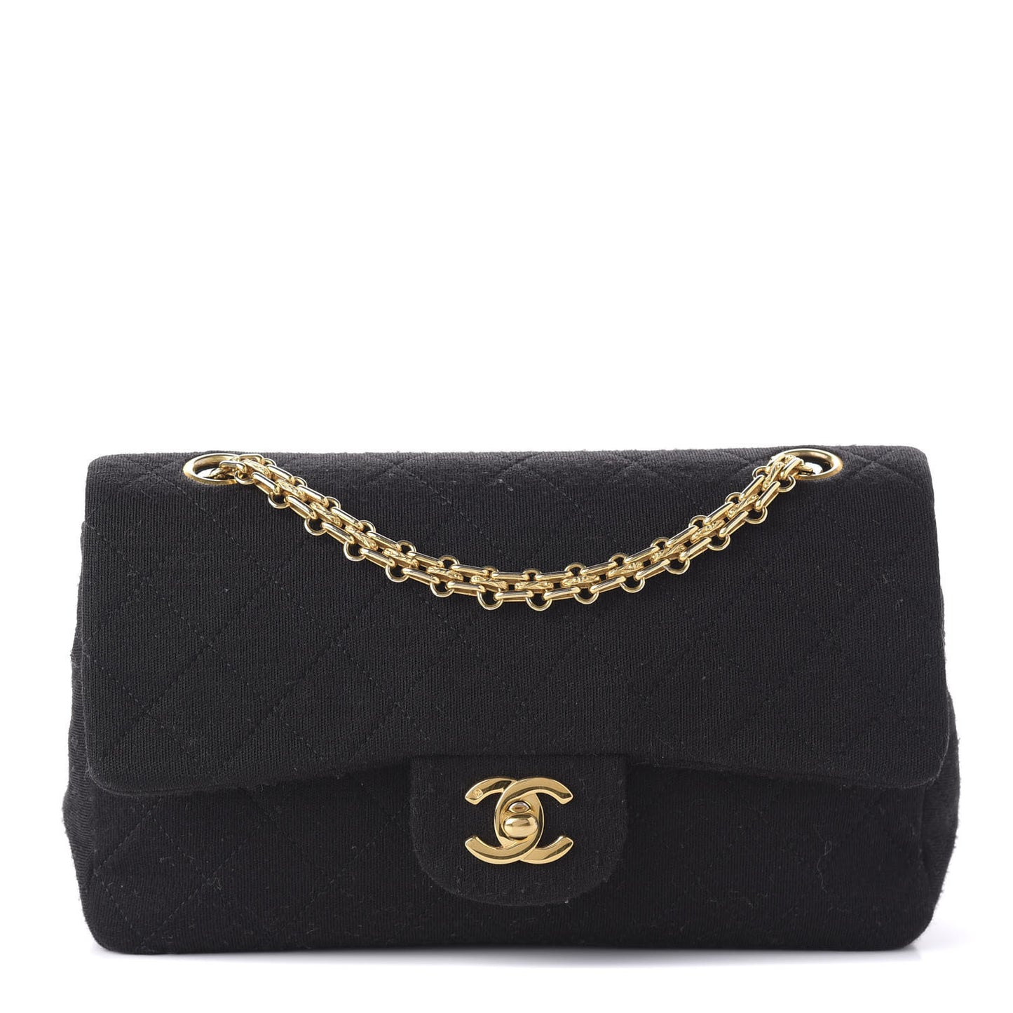 Jersey Quilted Small Double Flap Black