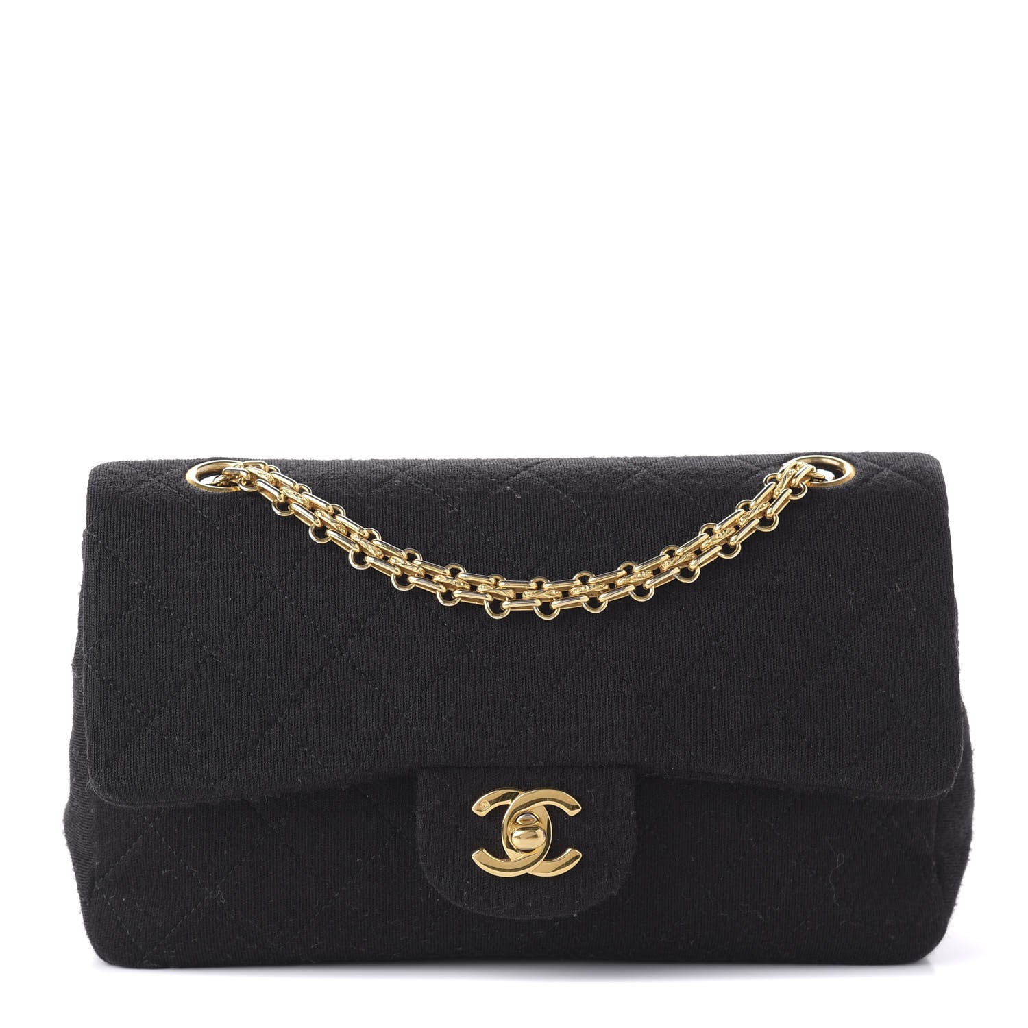 Chanel Jersey Quilted Small Double Flap Black 1 of 12