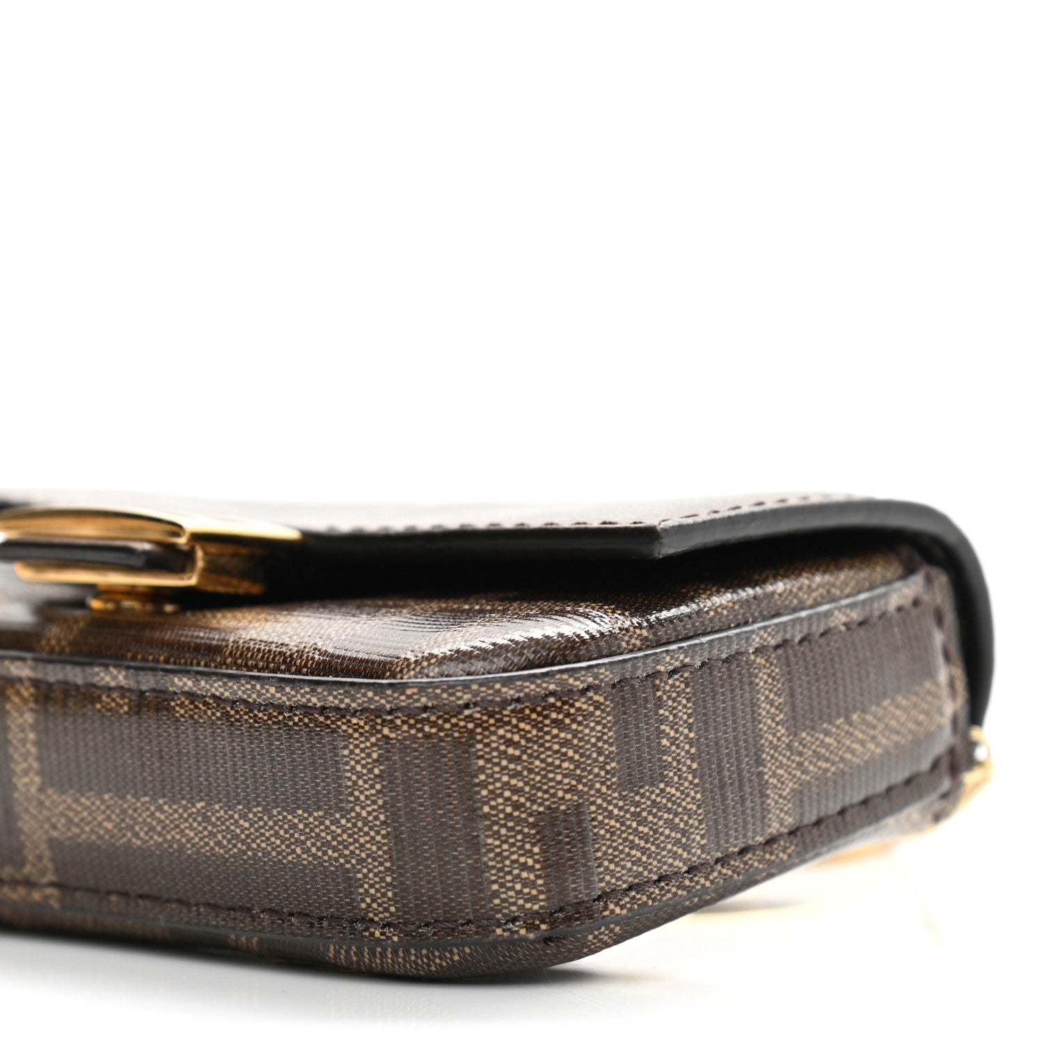 Fendi Glazed Fabric FF 1974 Nano Baguette Charm Mogano Panna 9 of 10